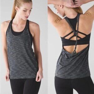 LULULEMON Twist and Toil Tank Built In Bra Heathered Black 4